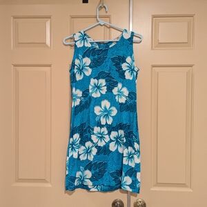 Blue Floral Sleeveless Dress